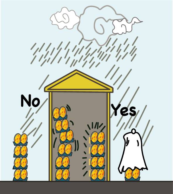 A cartoon picture about the storage caution of graphite electrodes.